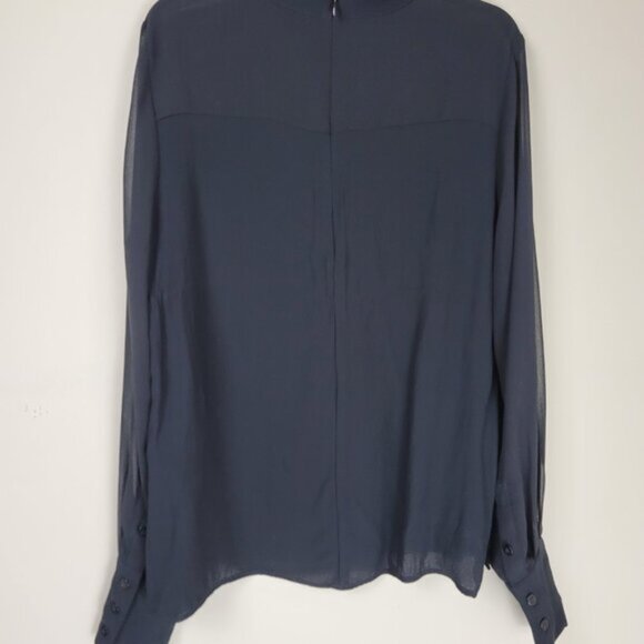 REISS Black Sheer High Neckline Blouse Classic Chic - Picture 7 of 10